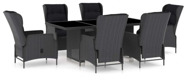 VidaXL Kültéri Étkezőgarnitúra - 7 részes - Polyrattan - Sötétszürke