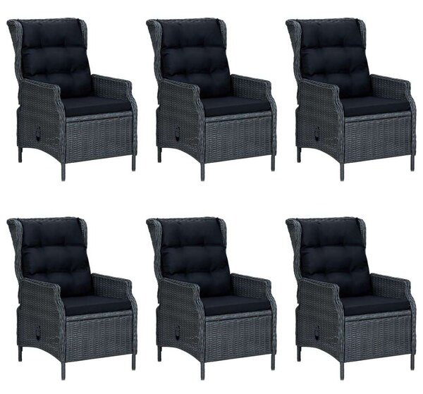 VidaXL Kültéri Étkezőgarnitúra - 7 részes - Polyrattan - Sötétszürke