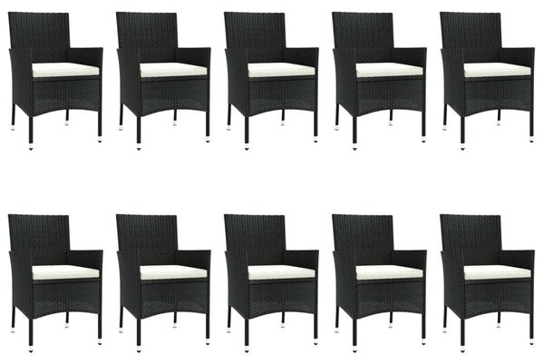 Polyrattan Kerti Étkezőgarnitúra - 11 részes - Fekete