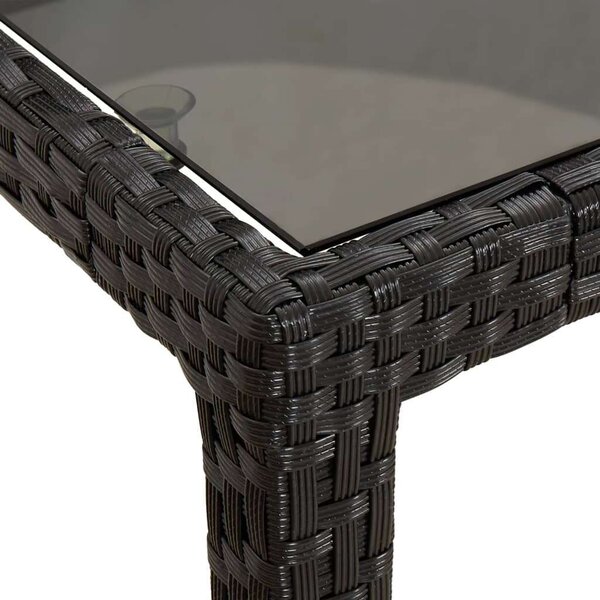 Polyrattan Kerti Étkezőgarnitúra - 11 részes - Fekete