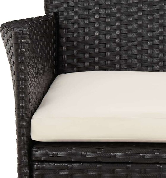 Polyrattan Kerti Étkezőgarnitúra - 11 részes - Fekete