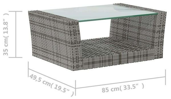 Polyrattan Kerti Bútorszett - 8 részes - Szürke