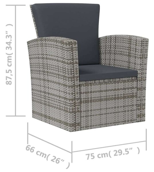 Polyrattan Kerti Bútorszett - 8 részes - Szürke