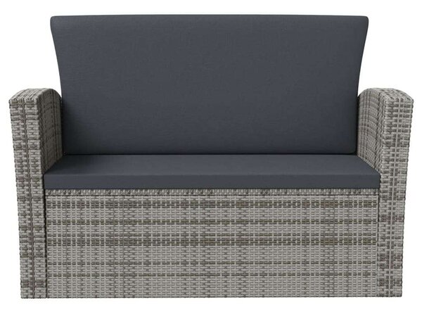 Polyrattan Kerti Bútorszett - 8 részes - Szürke