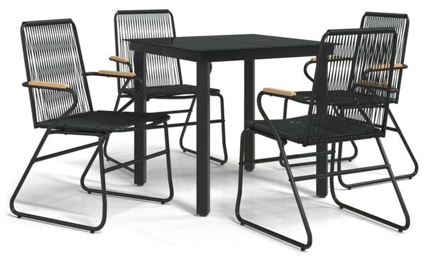 VidaXL 5 részes fekete PVC rattan kerti étkezőgarnitúra
