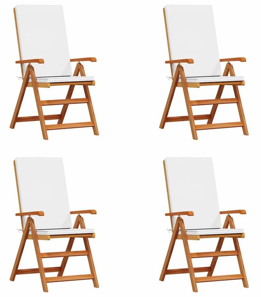 Kerti Szék 4 pcs Barna és fehér 57 x 71,5 x 104 cm Tömör Teakfa