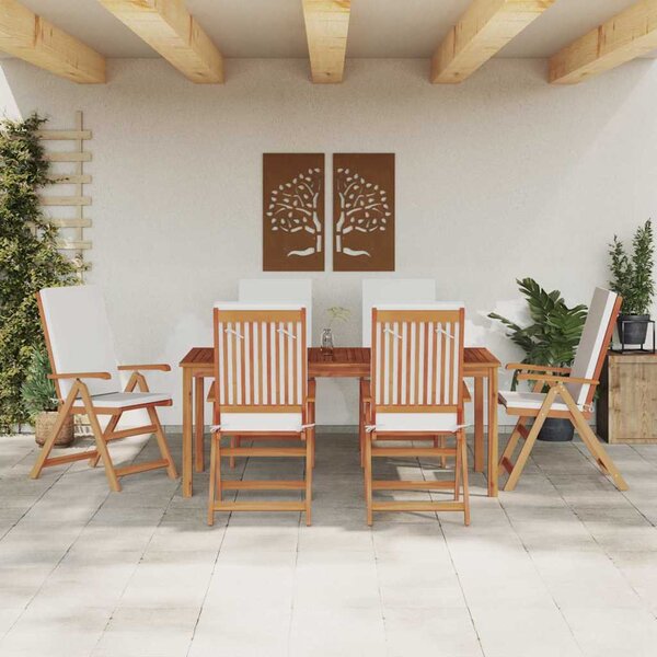 Kerti Szék 6 pcs Barna és fehér 57 x 71,5 x 104 cm Tömör Teakfa