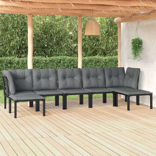 VidaXL Polyrattan Kerti Ülőgarnitúra - 7 részes - Fekete-Szürke