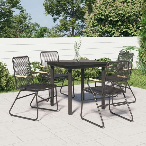 VidaXL 5 részes fekete PVC rattan kerti étkezőgarnitúra