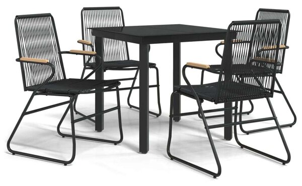 VidaXL 5 részes fekete PVC rattan kerti étkezőgarnitúra