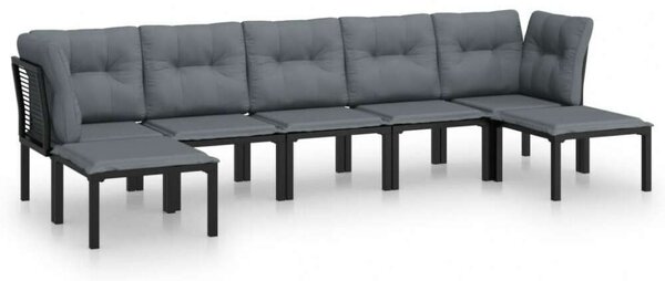 VidaXL Polyrattan Kerti Ülőgarnitúra - 7 részes - Fekete-Szürke