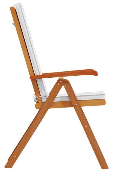 Kerti Szék 4 pcs Barna és fehér 57 x 71,5 x 104 cm Tömör Teakfa