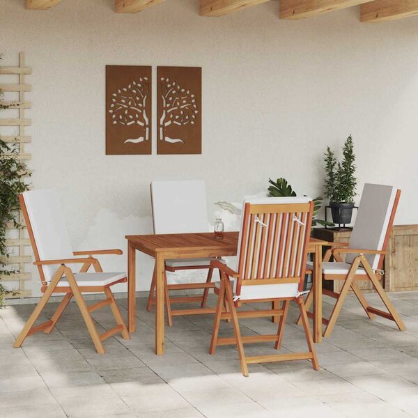 Kerti Szék 4 pcs Barna és fehér 57 x 71,5 x 104 cm Tömör Teakfa