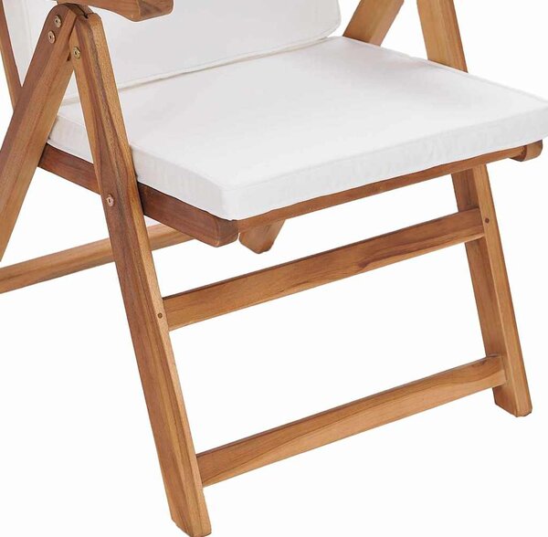 Kerti Szék 4 pcs Barna és fehér 57 x 71,5 x 104 cm Tömör Teakfa