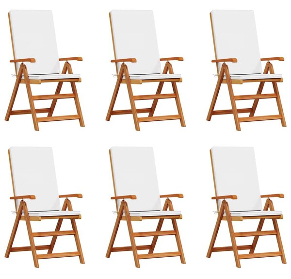 Kerti Szék 6 pcs Barna és fehér 57 x 71,5 x 104 cm Tömör Teakfa
