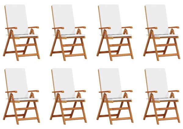 Kerti Szék 8 pcs Barna és fehér 57 x 71,5 x 104 cm Tömör Teakfa