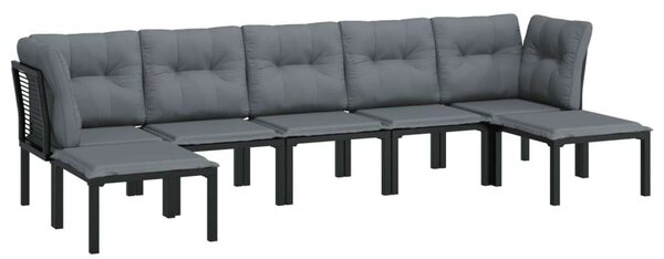 VidaXL Polyrattan Kerti Ülőgarnitúra - 7 részes - Fekete-Szürke