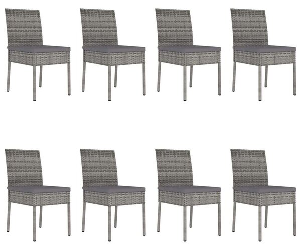 Polyrattan Kerti Étkezőgarnitúra - 9 részes - Szürke