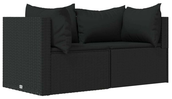 VidaXL 3 részes Kerti Ülőgarnitúra - Fekete Polyrattan