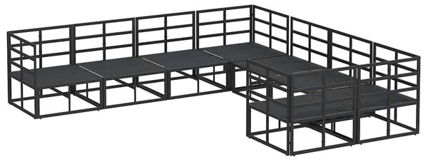 Kerti Kanapé Szett párnával 8 pcs Fekete Acél