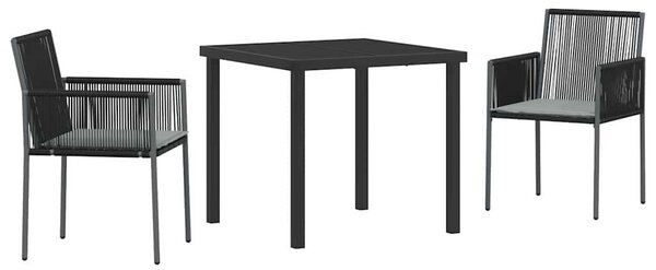 Kert étkező szett 3 pcs Fekete PE Rattan