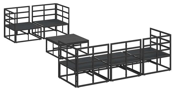 Kerti Kanapé Szett párnával 6 pcs Fekete Acél