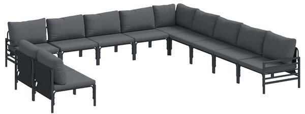 Kerti Kanapé Szett párnával 11 pcs Fekete Acél