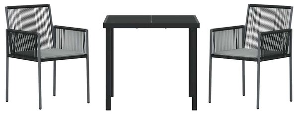 Kert étkező szett 3 pcs Fekete PE Rattan