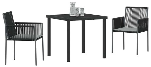 Kert étkező szett 3 pcs Fekete PE Rattan