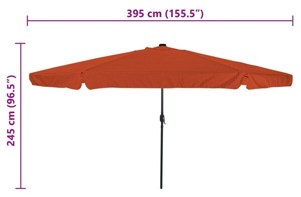 VidaXL Kert Napernyő LED villanyokkal ø395x245 cm Terrakotta