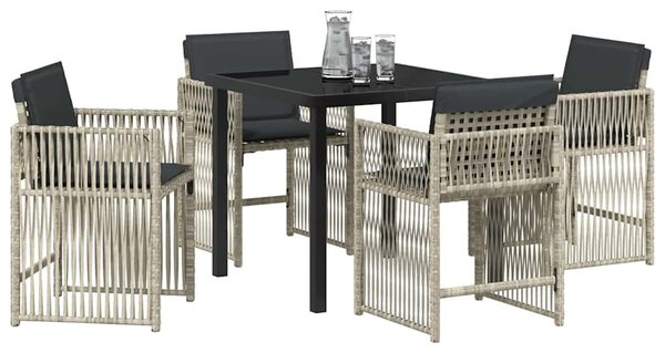Kert étkező szett 5 pcs Világosszürke Porszórt acél