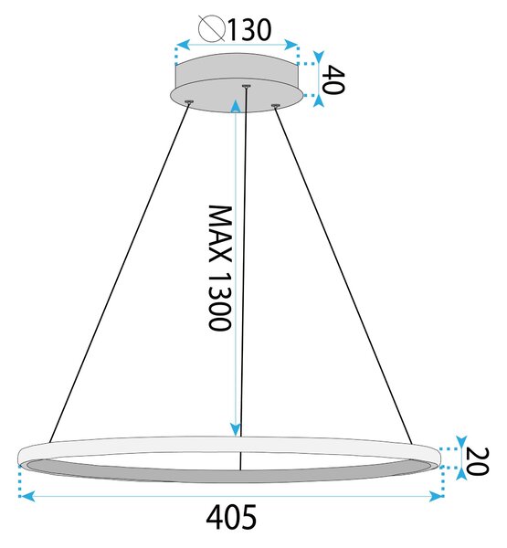 LED Lámpa LHJ011-CP 40cm BLACK