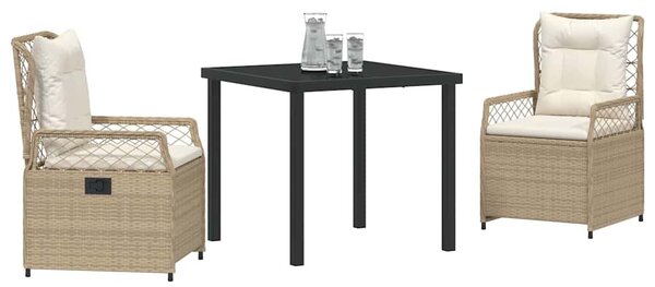 Kert étkező szett 3 pcs Beige és Krémszínű polirattan