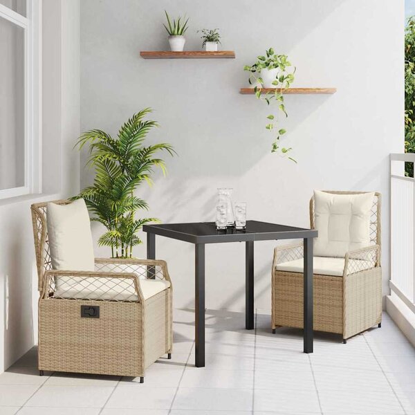 Kert étkező szett 3 pcs Beige és Krémszínű polirattan