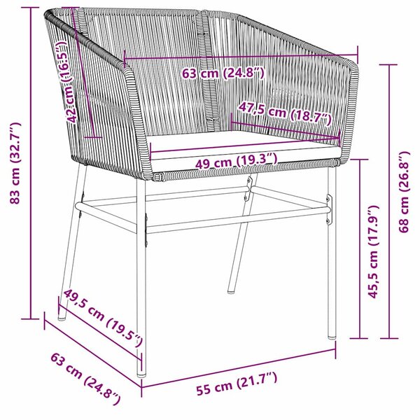 Kert étkező szett párnával 7 pcs Barna Porszórt acél