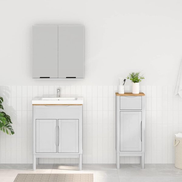 Fürdőszoba bútor szett fiókkal 2 pcs Fehér Tömör fenyőfa