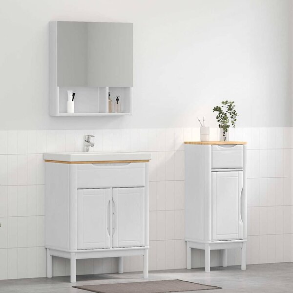 Fürdőszoba bútor szett fiókkal 2 pcs Fehér Tömör fenyőfa