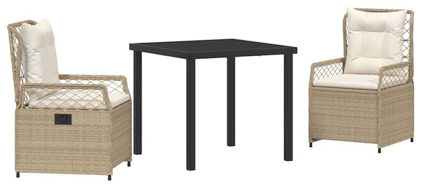 Kert étkező szett 3 pcs Beige és Krémszínű polirattan