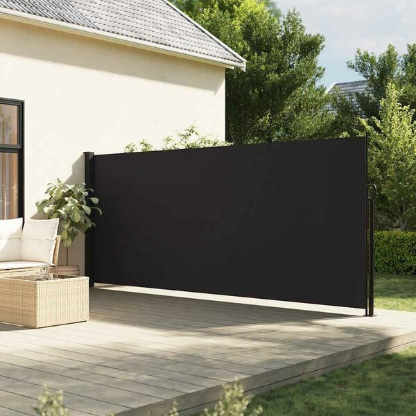 VidaXL fekete behúzható oldalsó napellenző 160 x 600 cm