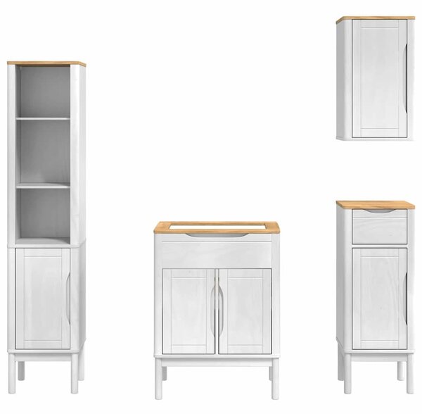 Fürdőszoba bútor szett fiókkal 4 pcs Fehér Tömör fenyőfa