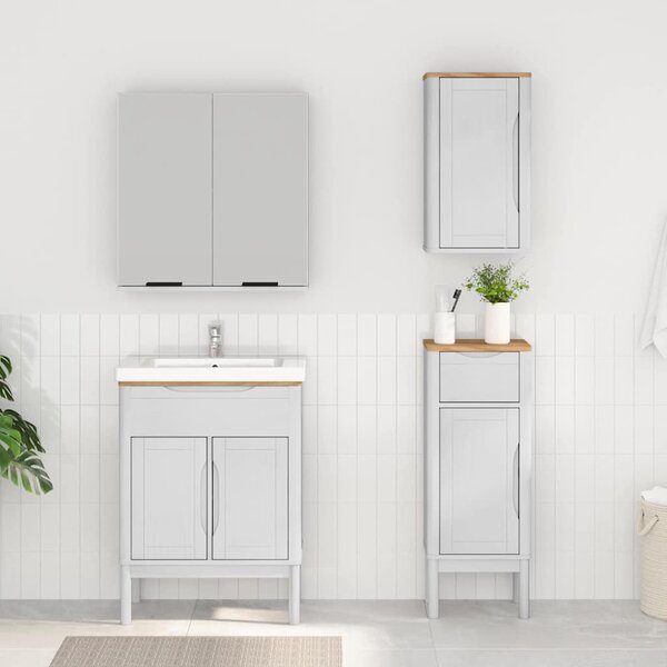 Fürdőszoba bútor szett fiókkal 3 pcs Fehér Tömör fenyőfa