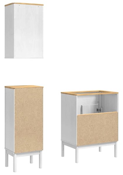 Fürdőszoba bútor szett fiókkal 3 pcs Fehér Tömör fenyőfa