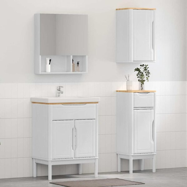 Fürdőszoba bútor szett fiókkal 3 pcs Fehér Tömör fenyőfa
