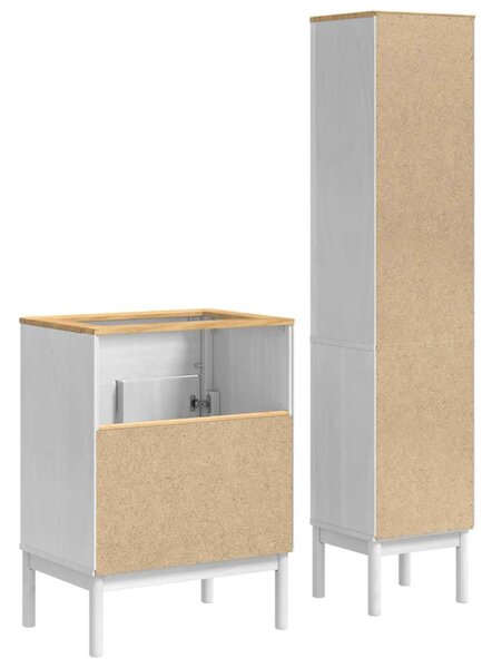 Fürdőszoba bútor szett polcokkal 2 pcs Fehér Tömör fenyőfa