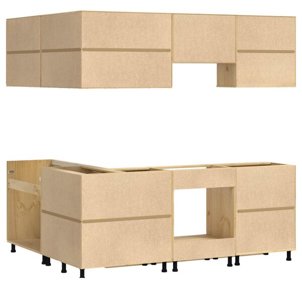 Cabinet polcokkal tárolóval ajtóval 8 pcs Méz Tömör fenyőfa