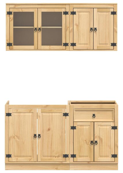 Cabinet polcokkal tárolóval ajtóval 4 pcs Méz Tömör fenyőfa