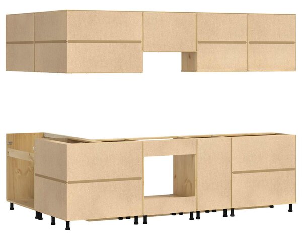 Cabinet fiókkal polcokkal tárolóval 10 pcs Méz Tömör fenyőfa