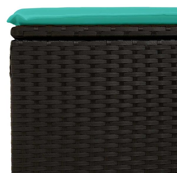 VidaXL 2 részes fekete polyrattan akácfa kerti ülőgarnitúra párnával