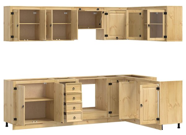Cabinet fiókkal polcokkal tárolóval 10 pcs Méz Tömör fenyőfa