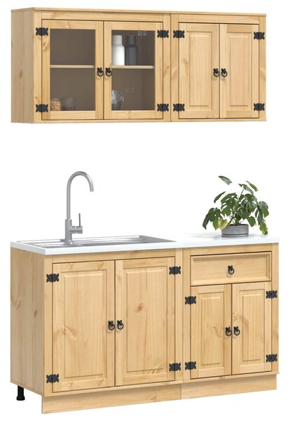 Cabinet polcokkal tárolóval ajtóval 4 pcs Méz Tömör fenyőfa